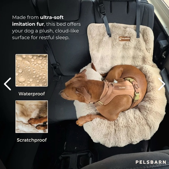 New Pelsbarn Protecting Dog Car Seat w Belt, Beige, XL - Picture 3 of 14